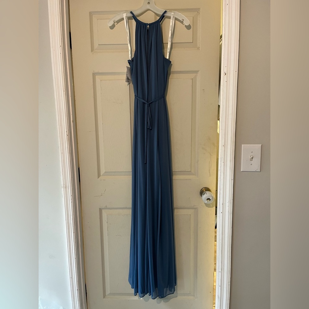 Elegant Steel Blue David’s Bridal Bridesmaid Dress
